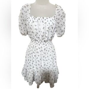 Altar’d State L Smocked Waist Ruffle Floral Dress Cottage Coquette Dainty Bows